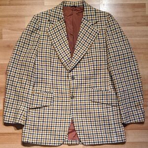 Men's Vintage Checkered Blazer - Brown and White